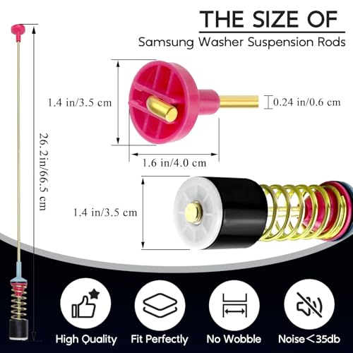 Image of Upgraded Washer Suspension Rods for Samsung WA50R5400AV /US WA50R5400AW /US WA45T3200AW /A4 WA45N3050AW /A4 WA50R5200AW /US WA400PJHDWR /AA Washing Machine, Replace DC97-16350U DC97-16350S DC97-05280W