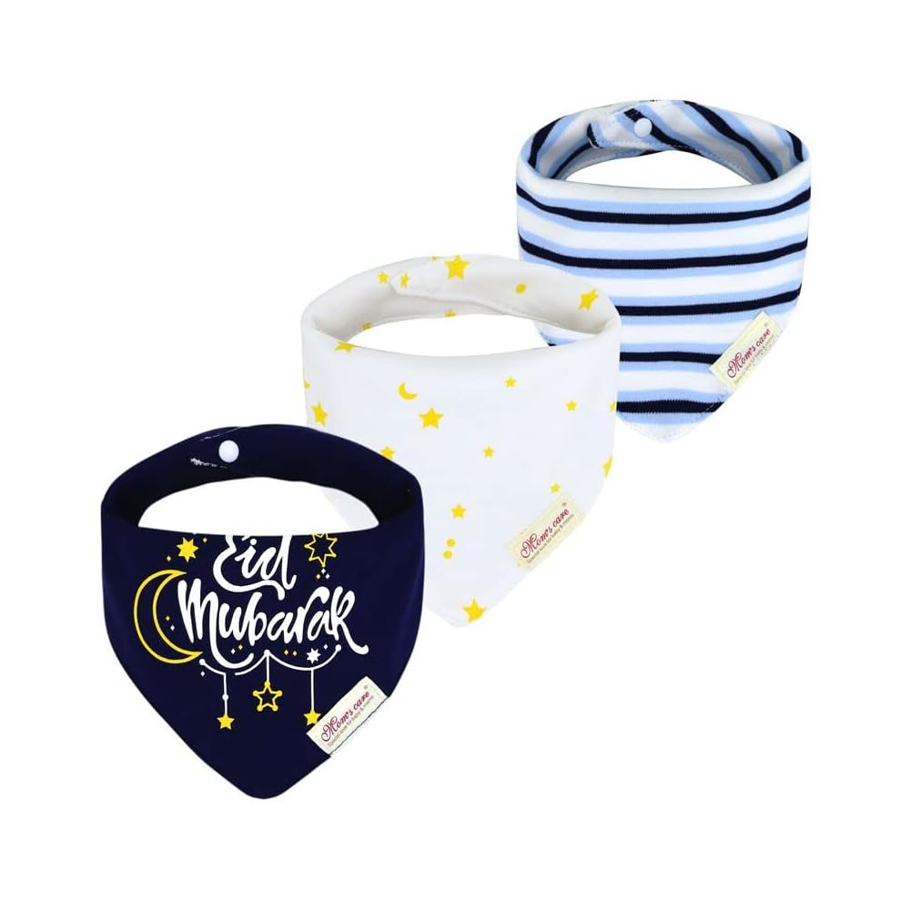 JN&LULU 3 Pack Newborn Baby Bibs Bandana Drool Bibs for Drooling Cotton Baby Gifts (Moon Star)