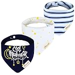 JN&LULU 3 Pack Newborn Baby Bibs Bandana Drool Bibs for Drooling Cotton Baby Gifts (Moon Star)
