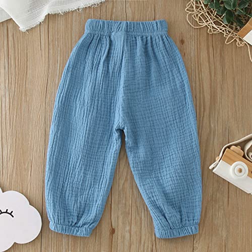 Moonker Baby Girls Baggy Pants Loose Fit Solid Color Elastic Waisted Stretchy Pleated Comfy Pants Lightweight2