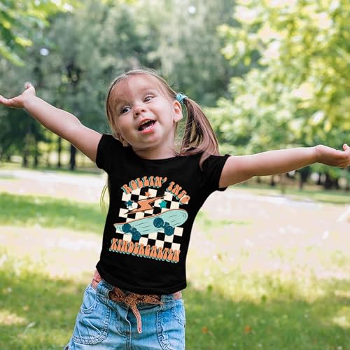 Image of Rollin Into Kindergarten Shirt Boys Girls First Day of Kindergarten T Shirts Little Kids Tee Top