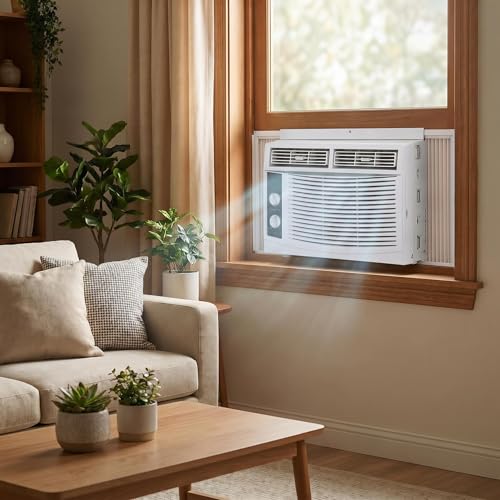 Takywep 5,000 BTU Window Air Conditioner, 3-in-1 Cooling, Cools Up to 200 Sq. Ft, Energy Efficient, 3 Fan Speeds, Dehumidifier, Washable Filter, for Bedroom, Apartment, Office