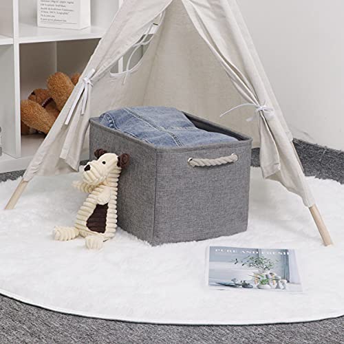 Hnzige Shelf Baskets For Storage(3 Pack) Storage Bins Fabric Storage Baskets For Shelves,Baskets Set For Organizing Clothes,Nursery,Laundry(Gray,15" X 11" X 9.5") #TOP2