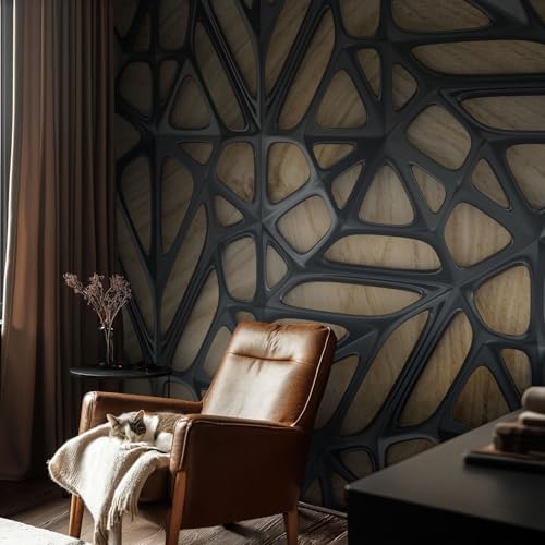 Décor mural adhésif Tulup 104x70 cm sublime votre chambre avec son élégant motif de filet en bois