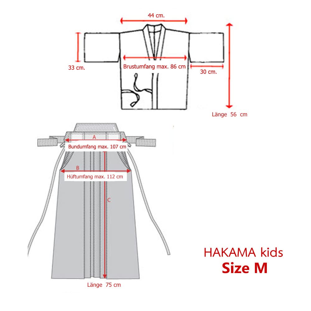 Traditionelles japanisches Kinder Samurai Kostüm Kimono Set Kendo Gi Shirt + Hakama Hose für Jungen und Mädchen aus Baumwolle