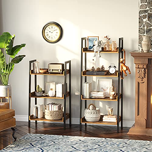 Rolanstarbookshelf4tierladderbookshelfwith3hooksindustrialbookcasesfreestandingdisplayplantshelveswithmetalframeforlivingroomrusticbrown Urban Country Home Decor Rolanstar bookshelf 4 tier ladder bookshelf with 3 hooks industrial bookcases freestanding display plant shelves with metal frame for living room rustic brown urban country home decor