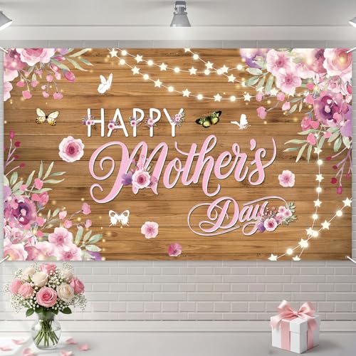 Happy Mothers Day Banner Backdrop Mothers Day Decorations 71x43in