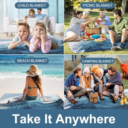 Couverture de pique-nique imperméable pliable Ocean Waves tapis de camping portable - 6