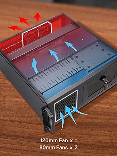 Image of Rosewill 4U Server Chassis Rackmount Case | 7 x 3.5 Bays, 2 x 5.25 Devices| ATX, CEB Compatible | 1 x 120mm PWM Fan, 2 x 80mm PWM Fans | 2 x USB 3.0 | Front Panel Lock and Key | - RSV-R4100U