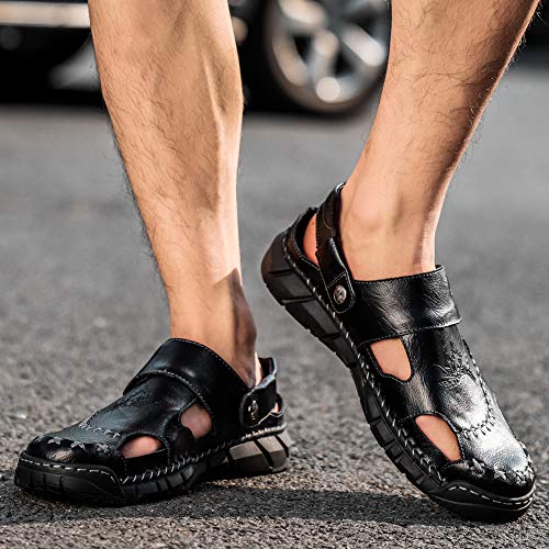 Honeystore Men's Hollow Slip-on Sandals Leather Plus Size Shoes Casual4