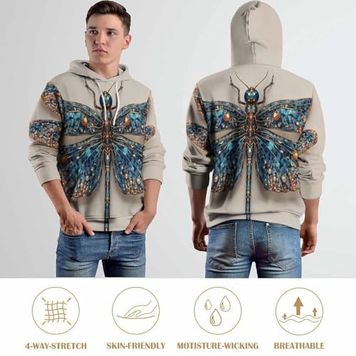 Sweat à capuche homme libellule pull décontracté contre le froid - 6