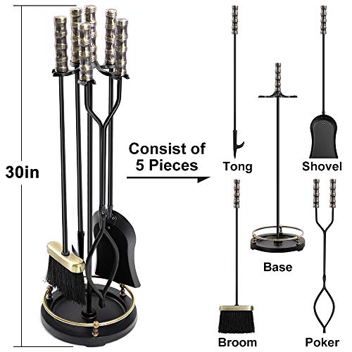 image for AMAGABELI GARDEN & HOME Amagabeli 30in Fireplace Tools Set Brass Handl