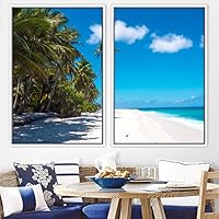 2 Piece Framed Canvas Wall Art Palm Tree Canvas Prints Home Artwork Decoration for Living Room,Bedroom - 16