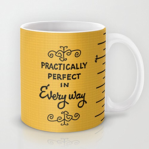 QoiueoF Practically Perfect in Every Way Mary Poppins Measuring Tape White Mugs - 11 ounces