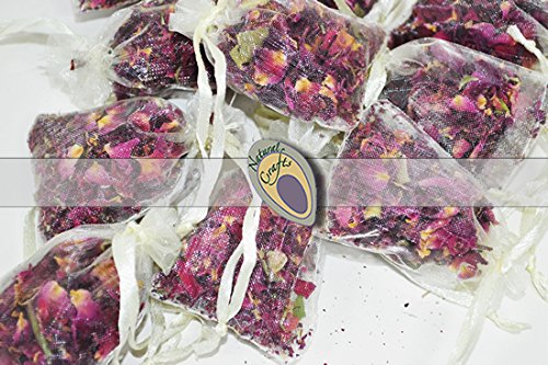 Natural Crafts 12 Small Purple Rose Petal Filled Organza Bags