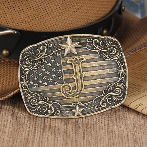 Image of Western Belt Buckle for Men Women Initial Letter A to Z Cowboy Belt Buckle Texas Buckle hebillas vaqueras para hombre