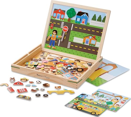 Image of Melissa & Doug Wooden Magnetic Matching Picture Game with 119 Magnets and Scene Cards Magnetic Book Scenes for Kids Ages 3+