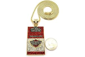 Mens Iced Out Hip Hop Gold Swisher Sweets Cigarillos Pendant Box Chain Necklace