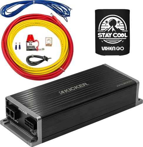 KICKER Amp and Wiring Kit Package of 2 Items 300W 4-Channel KPX Series Marine Amplifier with 8AWG Power Wiring Kit - Boat Kit - 51KPX300.4 Amplifier & 47KMPK8 Wiring Kit