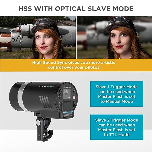 Flashpoint XPLOR 300 Pro TTL R2 Battery-Powered Portable Monolight for Strobe Light Photography, 300Ws, 2.4G HSS 1/8000 2600mAh Li-ion Battery, 0.01-1.5s Recycle Time, 5600+/-200K, LED Modeling Light