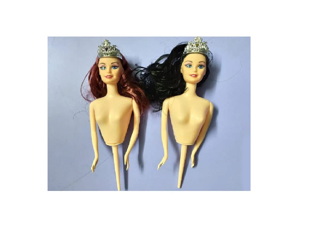 S.Han Cake Topper Half Crowned Doll 2 Pcs set Plastic (Black or Blond or Mix Random Hair Color) ) Cake Decoration Tool Bakeware