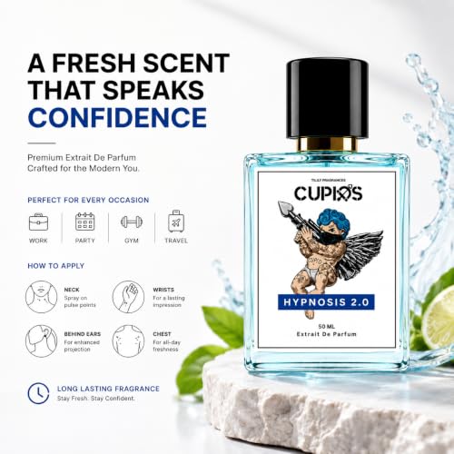 Image of 50ML Cupids Hypnosis Cologne for Men 2.O Infused Perfume with Original Cupids Hypnosis Perfume Charm Formula, Long-Lasting Magnet Fragrance for Men or Womens | Cupid Hypnosis Premium Perfume - Unisex Long Lasting Parfum, Signature Scent for Men & Women, 8+ Hour Performance