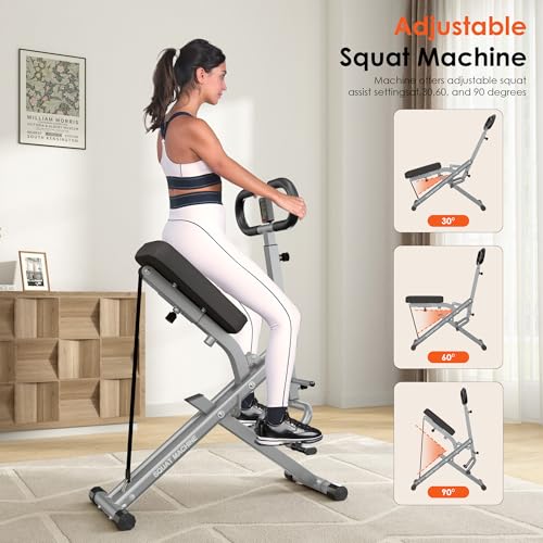 Image of SogesHome Squat Machines Rowing Machine for Home, Foldable & Full Body Exercise Workout Equipment with Adjustable Resistance Bands for Women, Row and Ride Squat Machine for Glutes and Abs, 330 LBS
