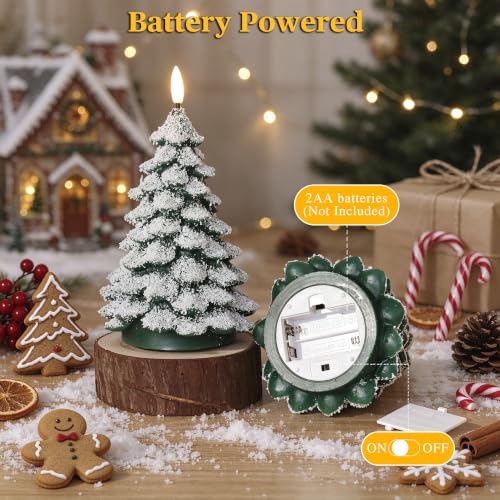 Image of Christmas Tree Flameless Candles with Remote, Green Battery operated Candle