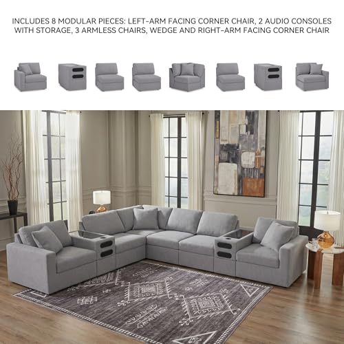 Image of Signature Design by Ashley 8-Piece Modular Sectional Couch with Console