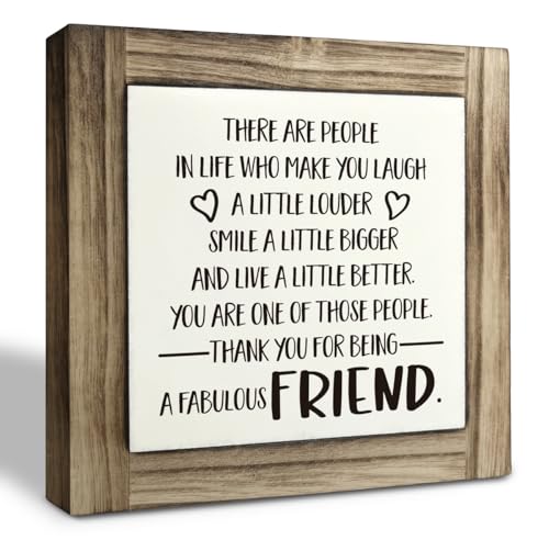 Friend Decor Sign, Friendship Gift, Box Wood Plaques Desk Décor, Friend Signs for Home Decor,...