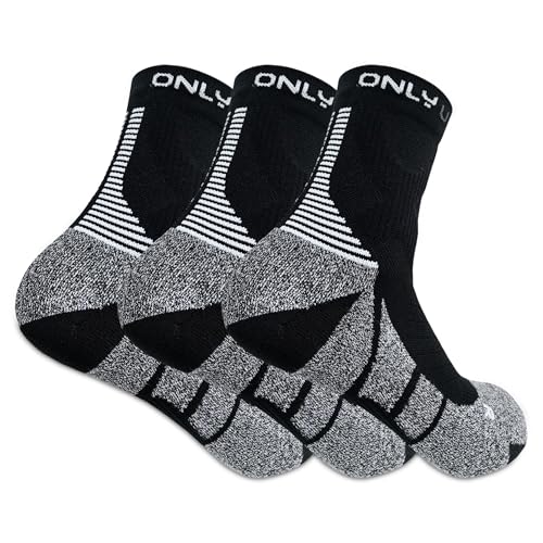 Only U Athletic Running Socks Quarter Premium Performance Socks Moisture-Wicking Seamless Cushioned Design Arch Compression
