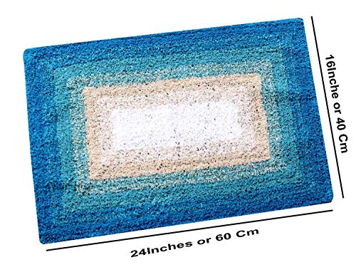 Image of AAZEEM Export Quality Cotton Door Mat with Anti Skid Back (Blue)