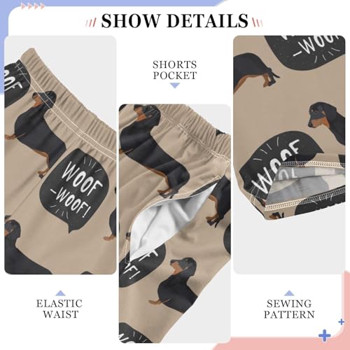 Boys' Pants Cute Dogs Dachshund Woof Long Bottoms Jogger Pants Elastic Waist Trousers with Pockets S-XL4