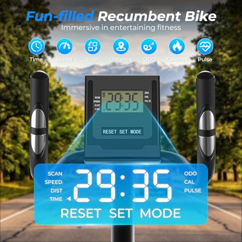 Image of Recumbent Exercise Bike for Home Heavy-Duty Stationary Bike For Seniors Bicycle Exercise Machine Bicycle LCD Monitor,265LBS,8 Level Resistance Black