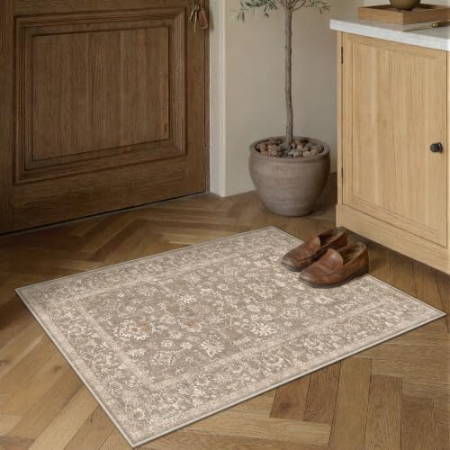 PureCozy Teppich Wohnzimmer 200x300cm Dunkelbraun Waschbarer rutschfest Teppiche – Ansicht 2