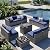 Aoxun Patio Furniture Sets, 12-Piece Outdoor Patio Furniture with 44'' Propane Gas Firepit Table, Wicker Outdoor Conversation Set Sectional Sofa for Backyard, Poolside, Garden