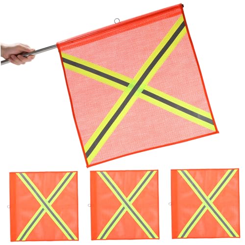 LIFKOME Truck Trailer Safety Flag Kit 4 Reflective Orange Flags for Traffic Control Road Construction and Outdoor Safety