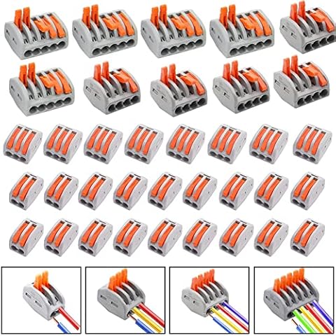 130 PCS Wire Connectors Push Fit, Electrical Connectors, 2/3/4/5 Port Terminal Blocks, Lever Nut Assortment Conductor for 28-12 AWG Solid, Stranded and Flexible Wires, Quick Wiring, Simple Operation Cover