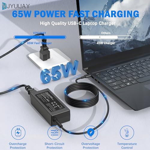 Image of Universal 65W USB C Laptop Charger Compatible with HP chromebook Lenovo Dell Acer Asus Samsung Google Computer Type C Power AC Adapter