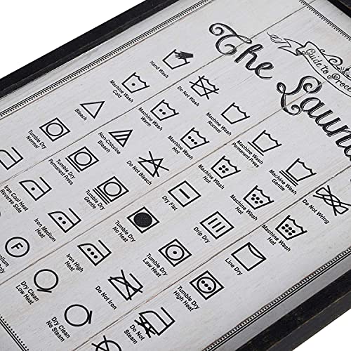 NIKKY HOME Wooden Framed Wall Hanging Laundry Guide Plaque/Sign for Laundry Room