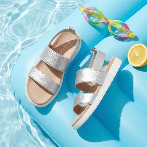 Image of shoeslocker Girls Sandals Summer Shoes Open Toe Elastic Back Strap Sandals Flat for Little Kids Big Kids