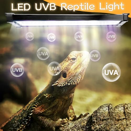 Luz LED para répteis UVB 20,0 15 W com regulação de intensidade e temporizador, luz UVB ajustável pa