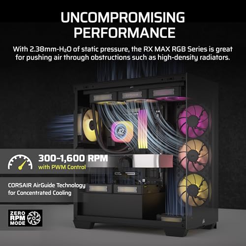 Image of CORSAIR iCUE Link RX140 MAX RGB 140mm PWM Thick Fan - High-Static Pressure - Magnetic Dome Bearing - Single Fan - Black