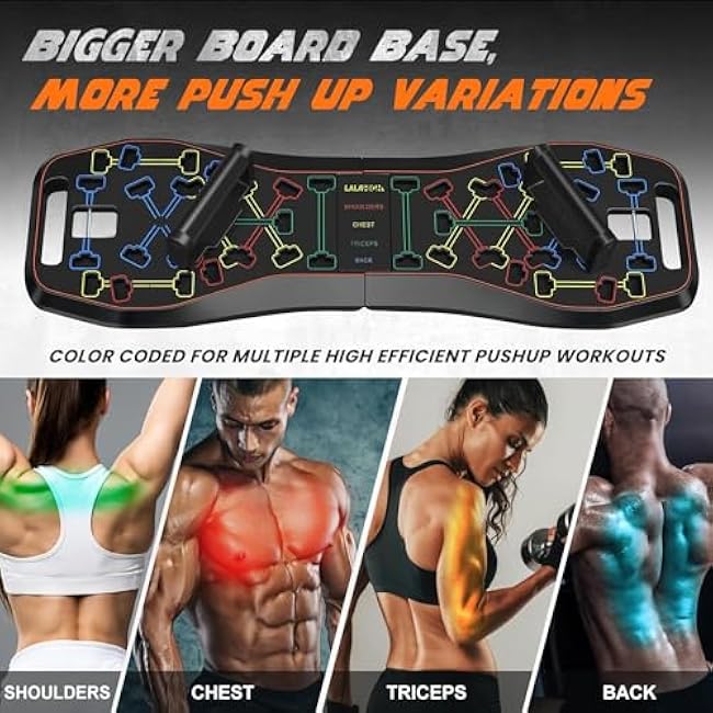 LALAHIGH Push Up Board,36 in 1 Home Gym Equipment with Ab Roller Wheel & Resistance Bands, Portable Foldable Workout Board for Full Body Strength Training Men Women