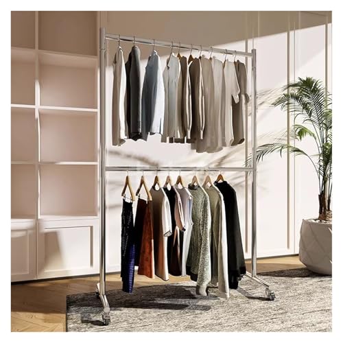 Portant à vêtements robuste en métal industriel avec étagère inférieure pour manteaux, jupes et pulls