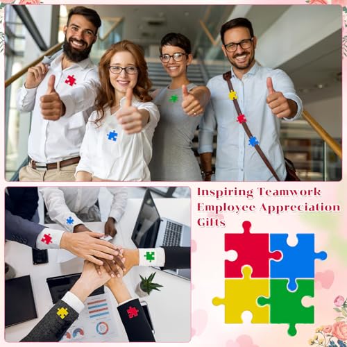 Quelay 50 Set Teamwork Employee Appreciation Gifts Bulk Puzzle Piece Lapel Pin Inspirational Lapel Pins with Thank You Cards Bags Team Appreciation Gifts for Coworker Staff Volunteer4