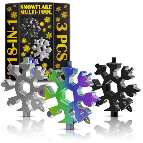 18 in 1 Snowflake Multi Tool Set of 3 – Compact and Portable Stainless Steel Snowflake Multitool Keychain Screwdriver | Keychain Bottle Opener for Men | Universal Use for Travel, Home and Work