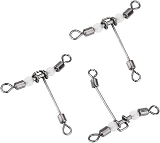 10Pcs/Set T Shape Fishing Swivels, C-Ross line Crane Swivels, Crosses line Rolling Swivels Connector 3 Way Rolling Swivels Hook Connector Luminous Fishing Lure Line Connector Fishing Tackle(#1)