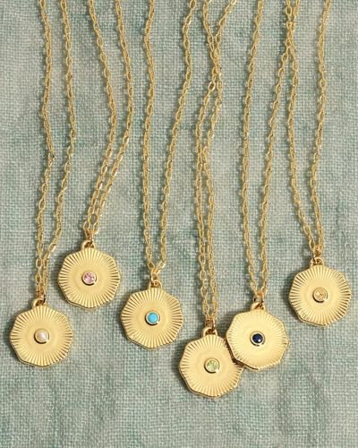 gorjana - Birthstone Coin Necklace 16"-18" - 18k Gold Plated Brass - Personalized Gemstone Options - Adjustable Chain Length - Gifting for special occasions4