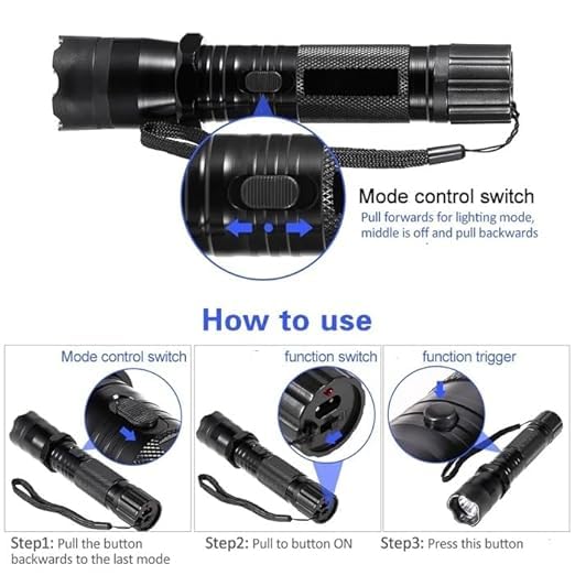 Image of Metal Alloy 1101 LED 2 in 1 Rechargeable Flashlight Torch for Outdoor Indoor Emergency| Portable Handheld Tactical Light | Super Bright Long Distance Beam